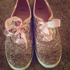 Kate Spade x Keds rose gold glitter sneakers